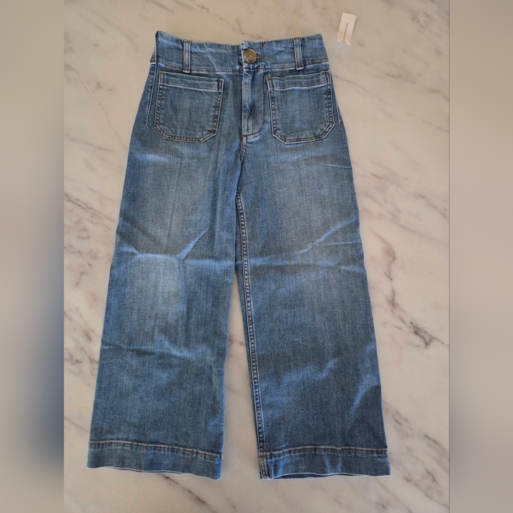 Maeve Colette Crop High Rise Wide Leg Anthropologie Denim Jeans Medium Wash - Picture 4 of 11